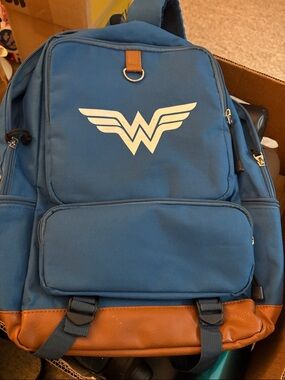 Wonder Woman Blue and Brown Backpack